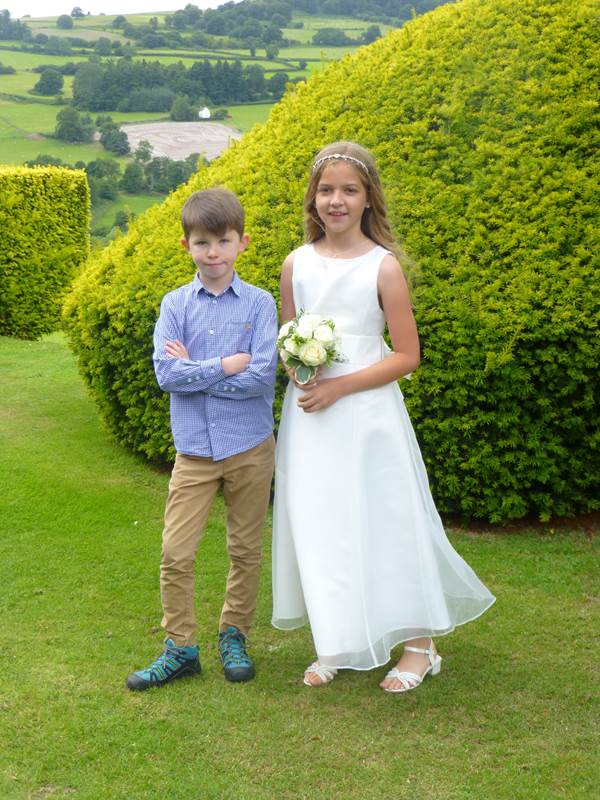 Chamonix Ski Race Josh with budding Skier and Flower Girl Annie