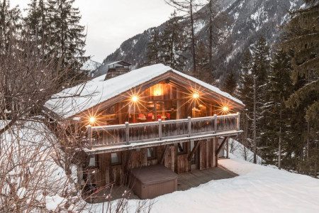 Chalet Baby Bear in the snow nestled in the forest