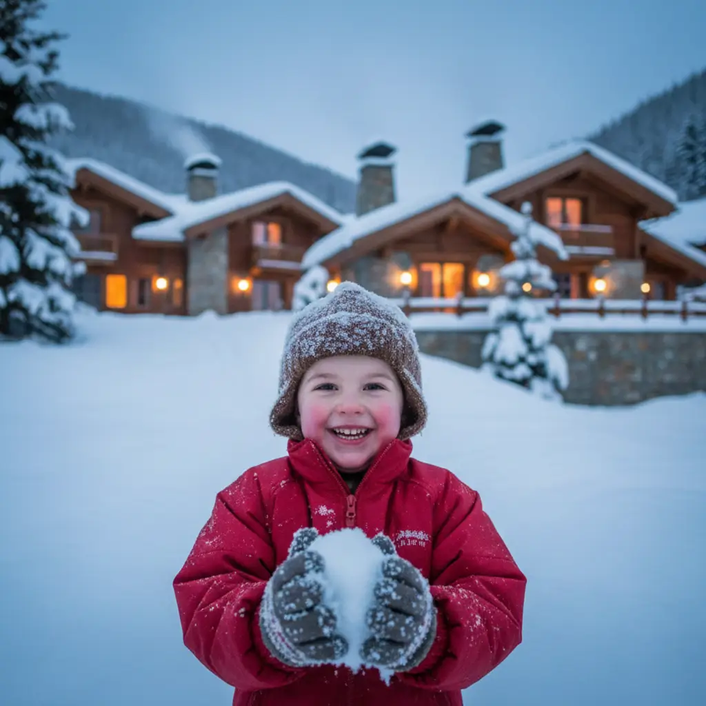 boy playing with snow