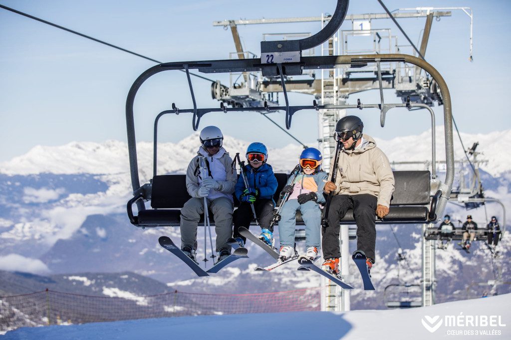 5 Fun Facts That Make Méribel One of the Best Alpine Destinations Meribel Family on chair lift about to disembark