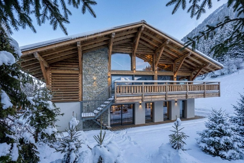 Chalet Patagonia Exterior wintery photo in sunshine close up 2