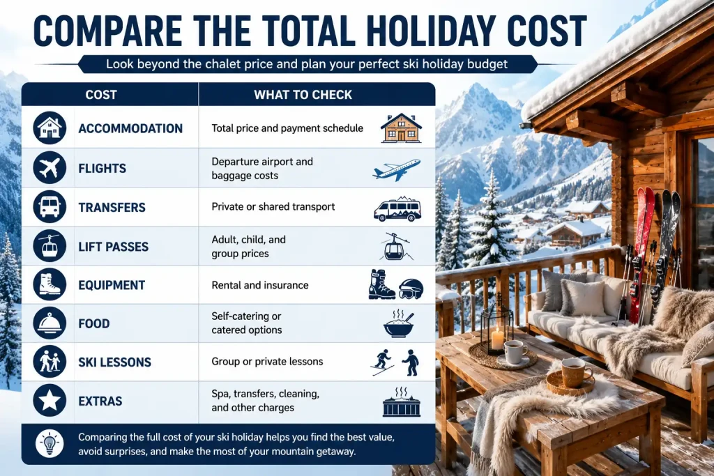 Compare the Total Holiday Cost in chalet ski