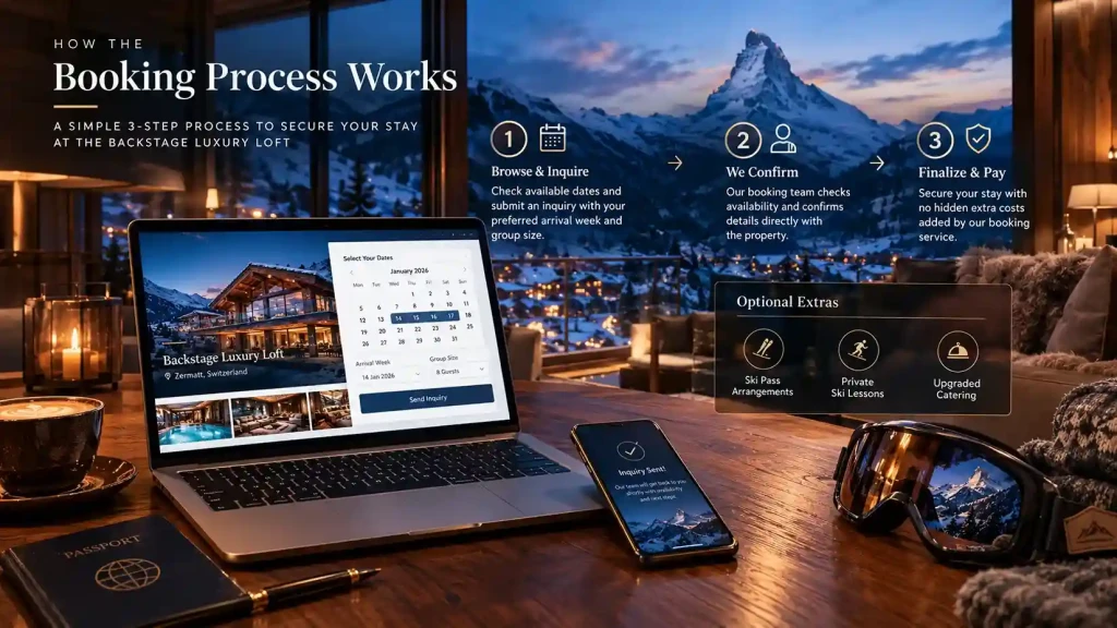 How the Booking Process Works Backstage Luxury Loft Zermatt Bookings Now Open for 2026