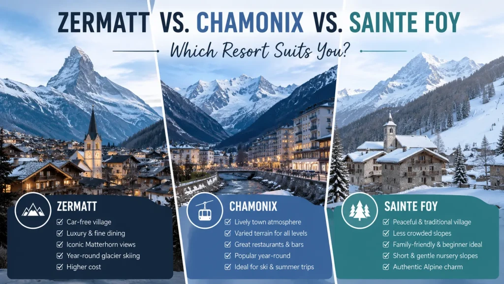 Zermatt vs Chamonix vs Sainte Foy Which Resort Suits You
